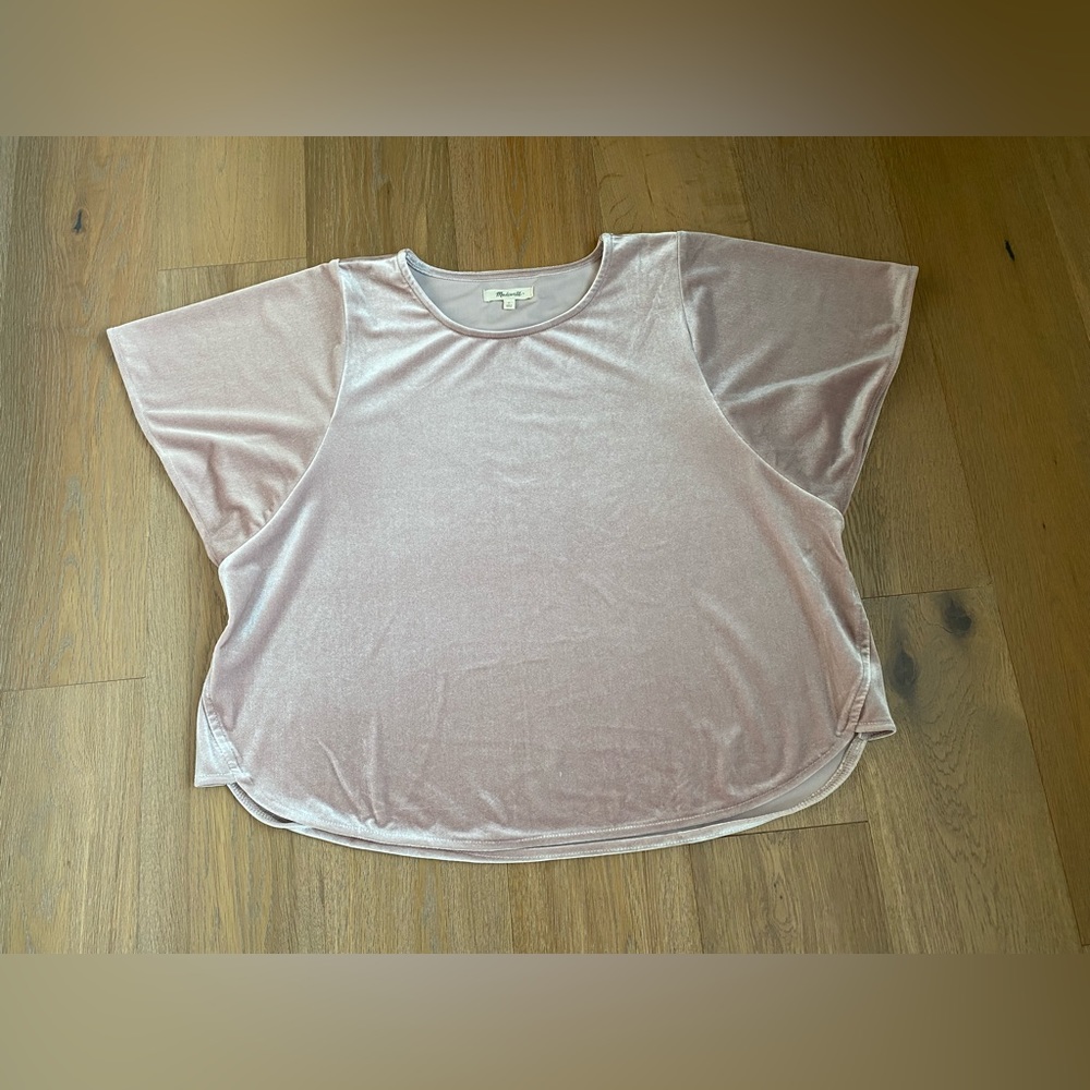 Large/XL Madewell Velvet Dress top, Madewell butterfly top light blush pink